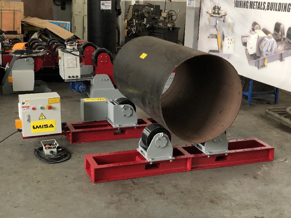 Pipe welding rotator performance display Welding turning roll operation display